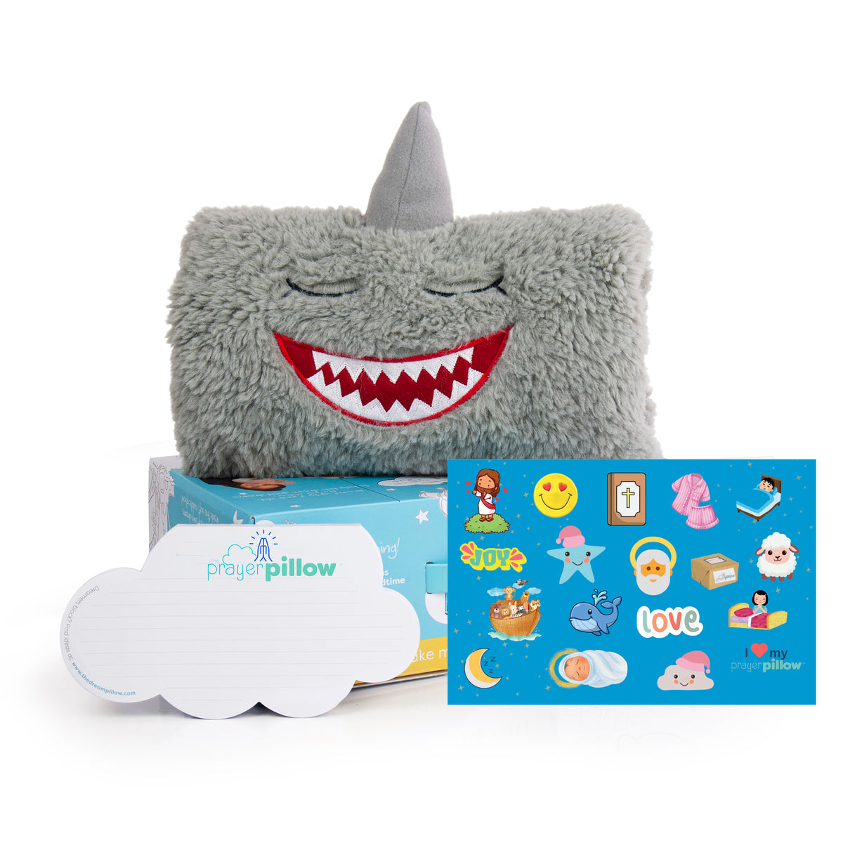 🦈 SHARKIE Prayer Pillow Sleep Kit - Plush Seal with Insert Notes, Stickers & Gift Box! 💙✨